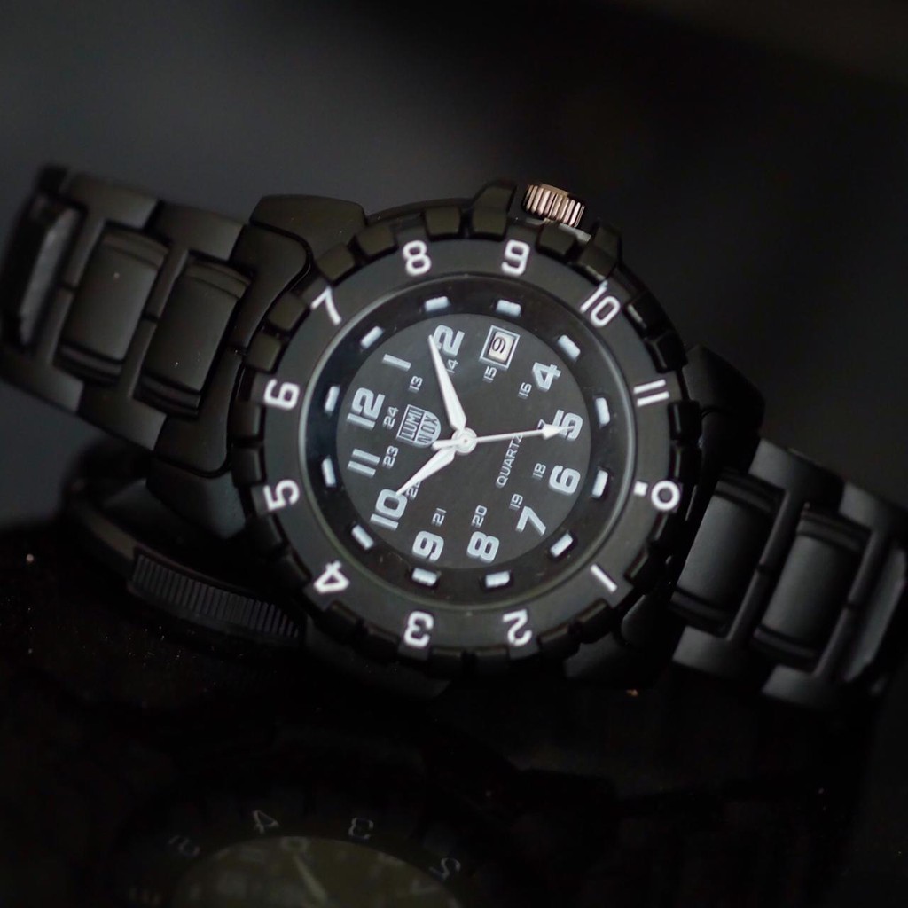 Jam Tangan Pria Laki Laki Cowok Fashion Analog Keren Luminox Super Tanggal Tali Rantai