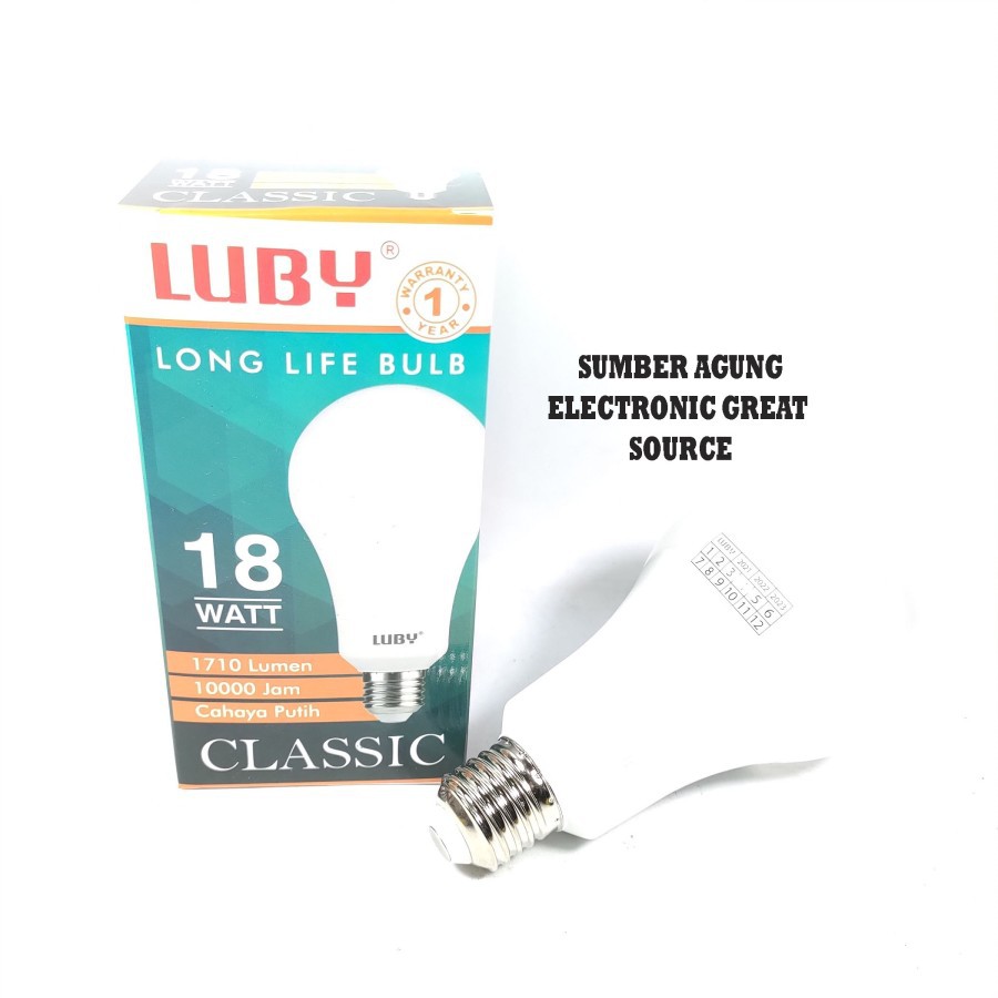 Luby Classic Lampu LED 18W 1710 Lumen Terang Awet Bergaransi Cahaya Pu