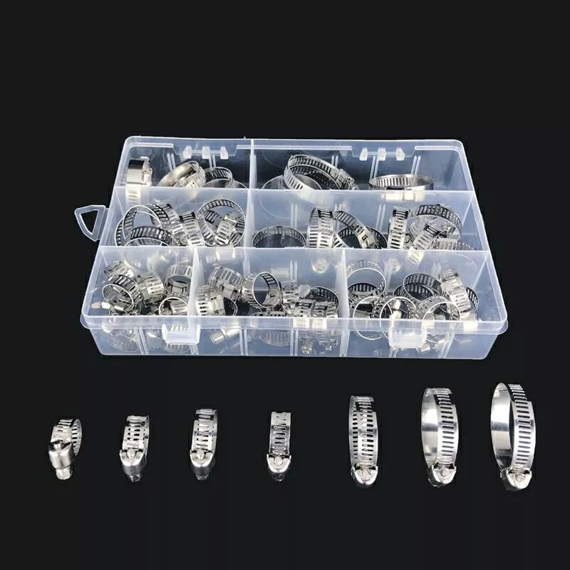 klamp selang stainlees 1box isi 60pcs 8-38mm klem selang kuping
