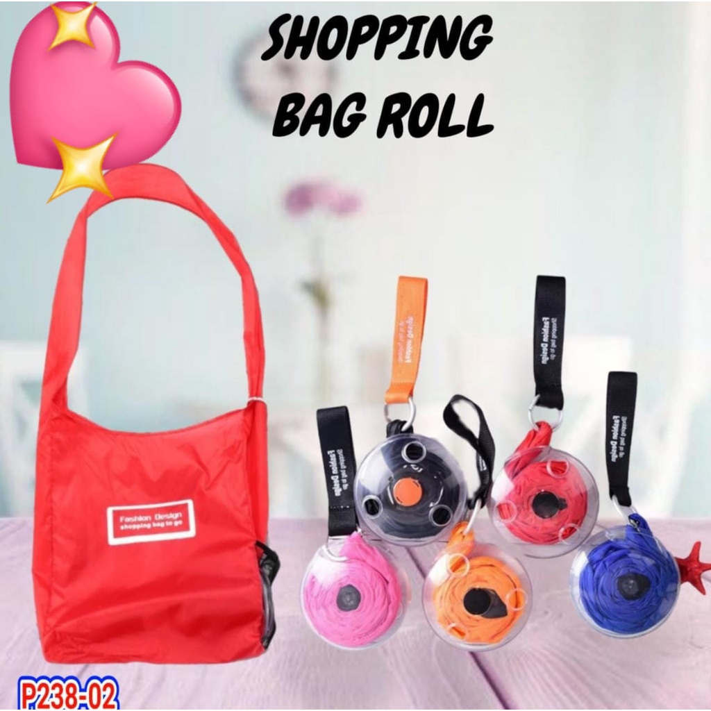 Shopping bag roll / tas belanja roll / kantong belanja lipat