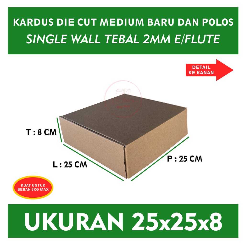 

Kardus Box Karton Polos Die Cut Uk 25x25x8