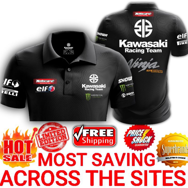 POLO LOGO MIX Super Premium: Official MotoGP 2020 Kawasaki Ninja ZX10RR Racing Team Mens Casual Shor