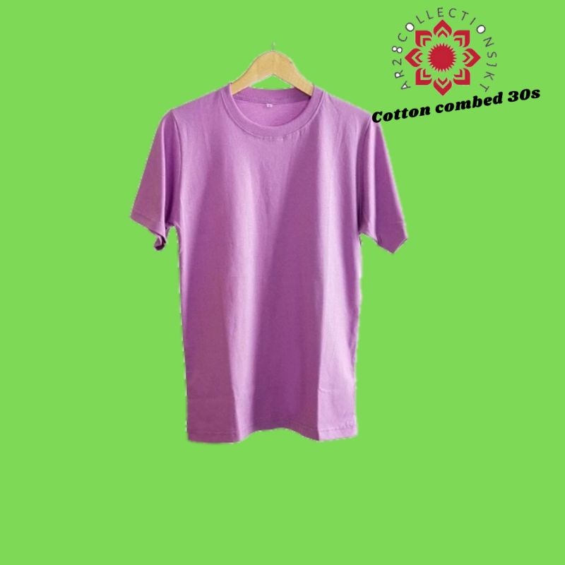 kaos polos pria wanita ungu muda combed 30s