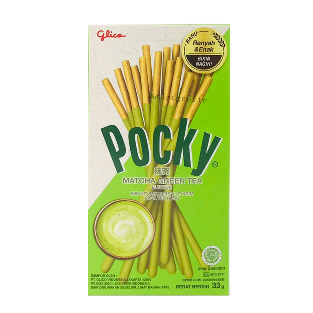 Glico Pocky / Biskuit Stik Bersalut Krim / Biskuit Rasa Green Tea / 33gr