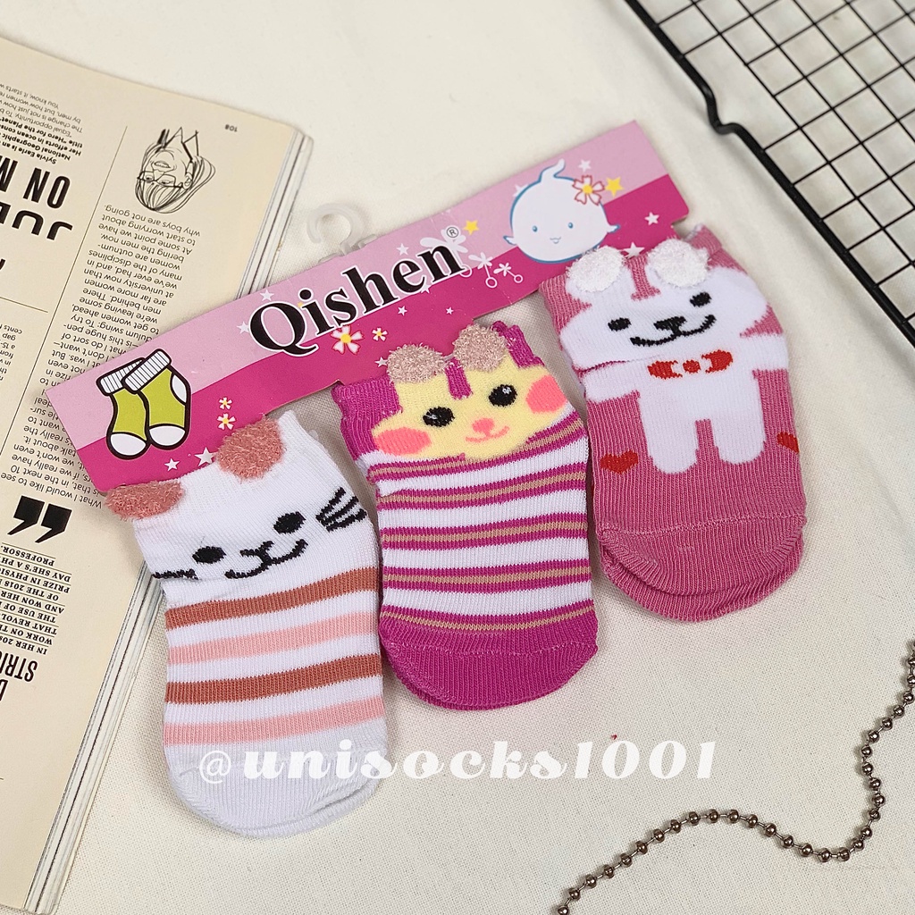 TERMURAH import Kaos kaki bayi motif 3in1 3D newborn 0-6 bulan laki laki perempuan lipat kualitas premium baby socks