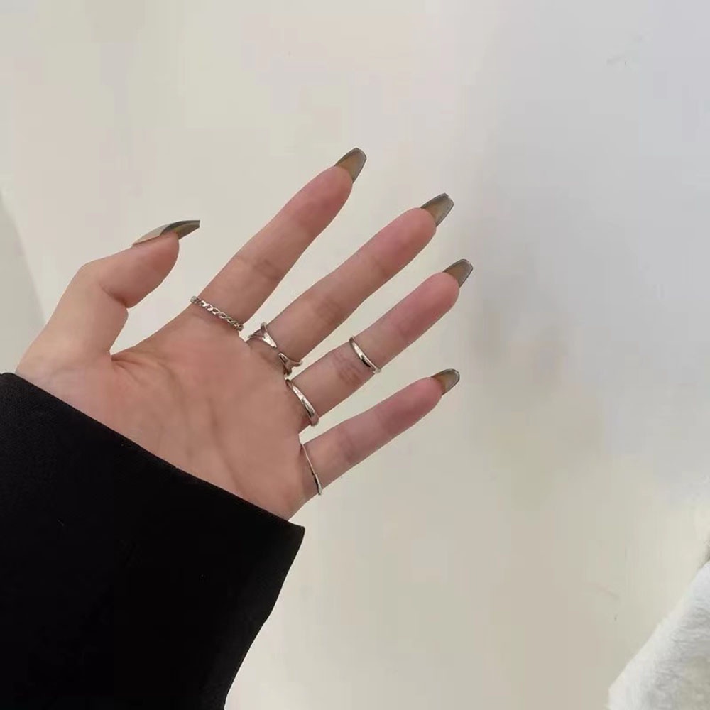 Needway  Gifts Opening Ring Vintage Joint Ring Rings Sets Chain Silver Gold Color Women Girls Korean 5pcs/Set Alloy Fashion Jewelry/Multicolor