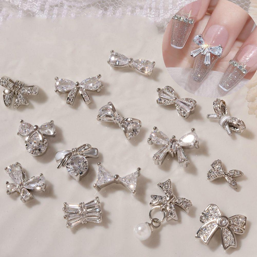 Preva Perhiasan Nail Art Alloy Zircon Berlian DIY Liontin Busur Kupu-Kupu