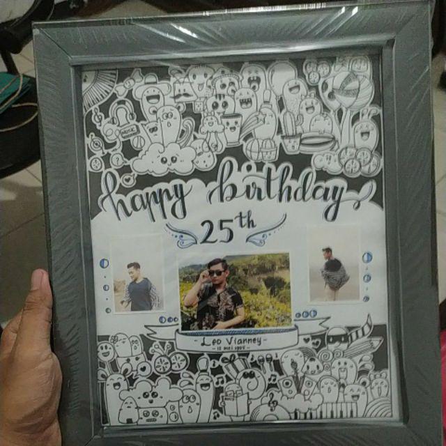 Doodle Art Cetak + Bingkai Kado Wisuda/ultah/anniv Dll