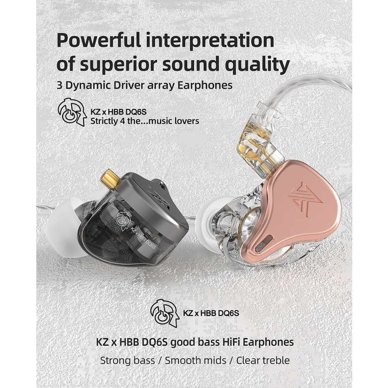 KZ x HBB DQ6S with Mic In Ear HiFi Driver Earphone Alt DQ6 ZES ZEX PRO