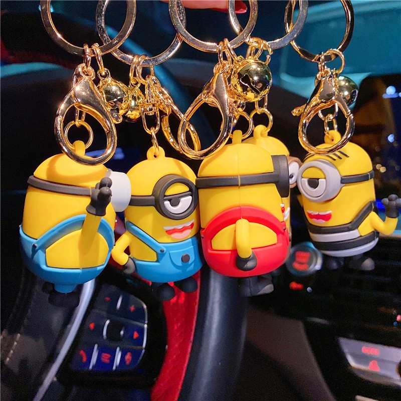 Gantungan Kunci Bentuk Minion Kartun Bahan PVC Untuk Pria / Wanita