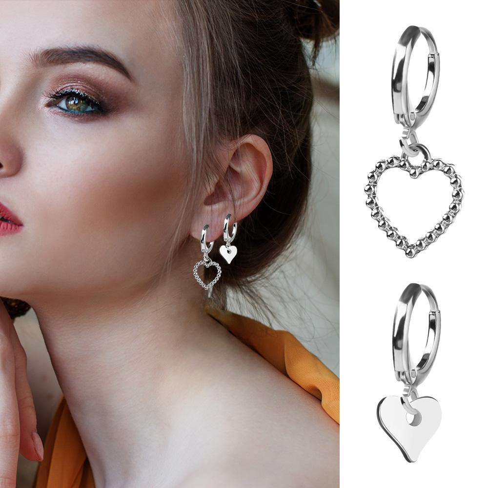 Lily Asimetri Cinta Hati Anting Fashion Aksesoris Pesta Pernikahan Drop Earrings