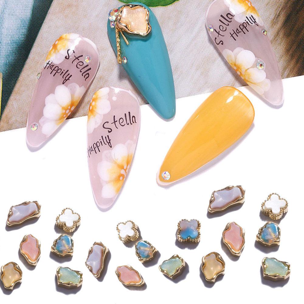 Mxbeauty Logam Amber Perhiasan Kuku 1 Pcs Jepang Mewah Halus 3D Amber Shell Bentuk Shiny DIY Nail Jewelry