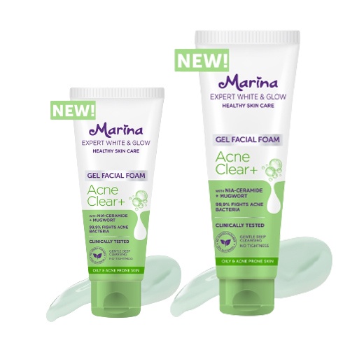 Marina Expert White &amp; Glow Gel Facial Foam Acne Clear+