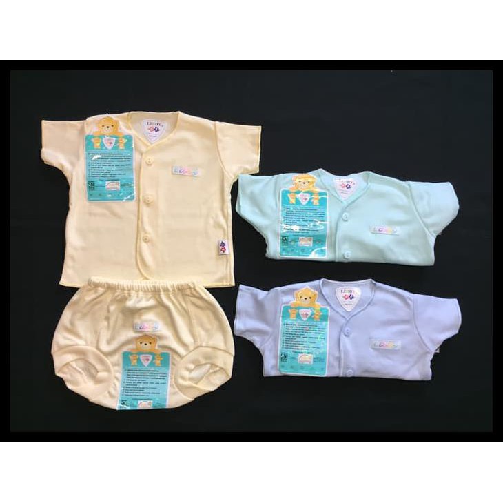 Setelan Pendek Polos Newborn Libby (celana pop + baju tangan pendek)