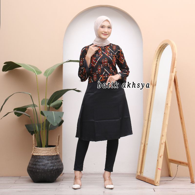Baju batik tunik wanita kombinasi terbaru 2024