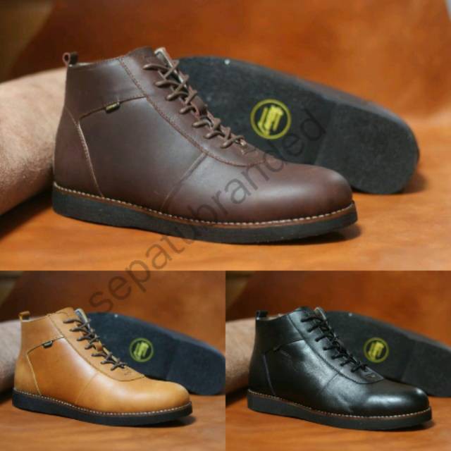 001 PROMO   SEPATU BOOTS PRIA KULIT ASLI CASUAL FORMAL LAPANGAN CEVANY BRODO ORIGINAL