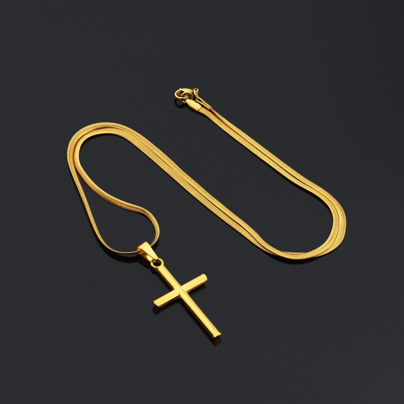 KALUNG SALIB TITANIUM MODEL GEPENG / KALUNG TITANIUM SALIB GEPENG  ANTI KARAT/ KALUNG MODEL KEKINIAN