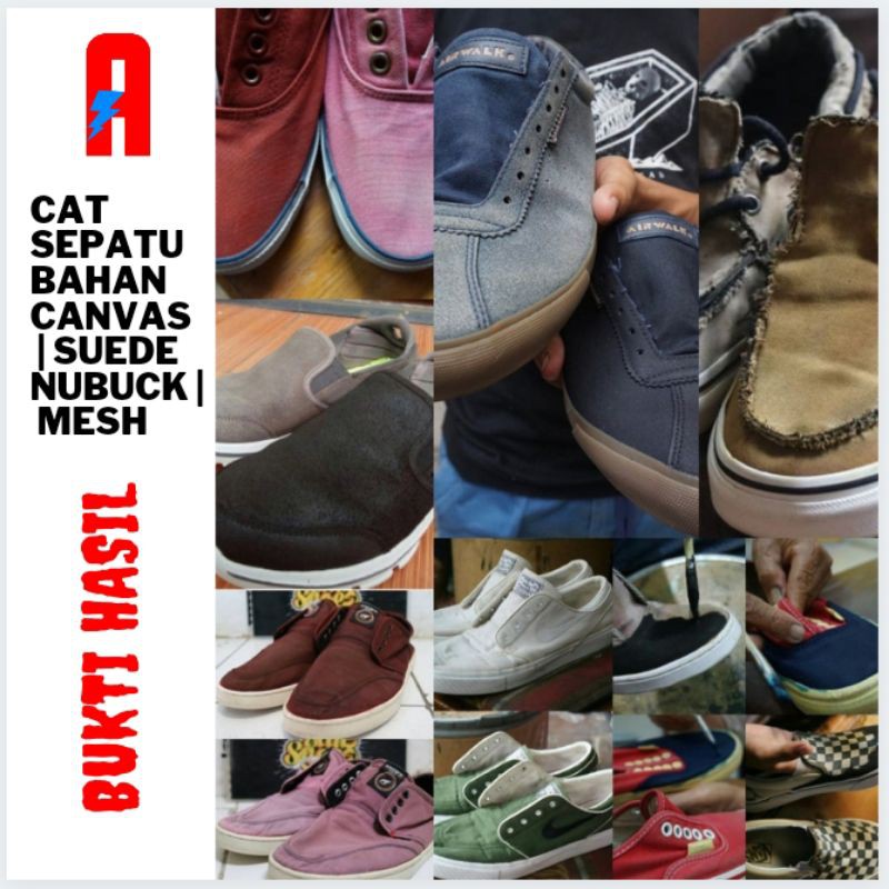 Paket cat sepatu canvas suede nubuck mesh 6 pcs warna dasar