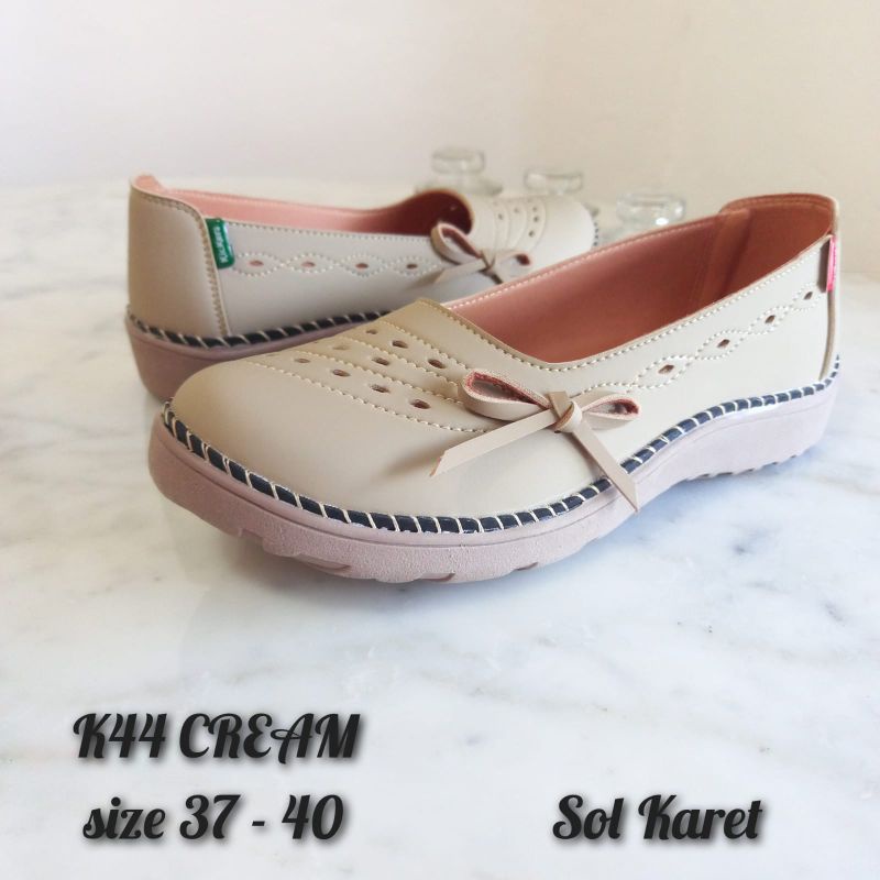 FLAT SHOES KICKERS PITA SAMPING K44 SOL KARET SEMI KULIT