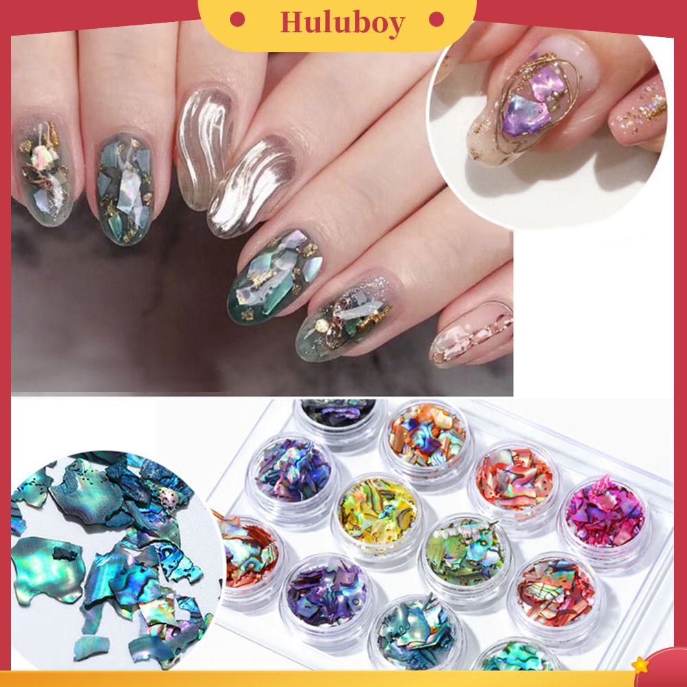 Huluboy Huluboy♡ 12pcs / Set Sequin Bentuk Kerang Untuk Dekorasi Manicure