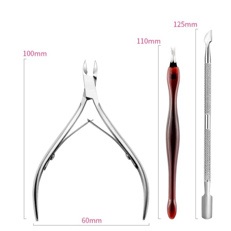 1 set 3 pcs manicure tools lidah ular cuticle pusher nipper alat manicure