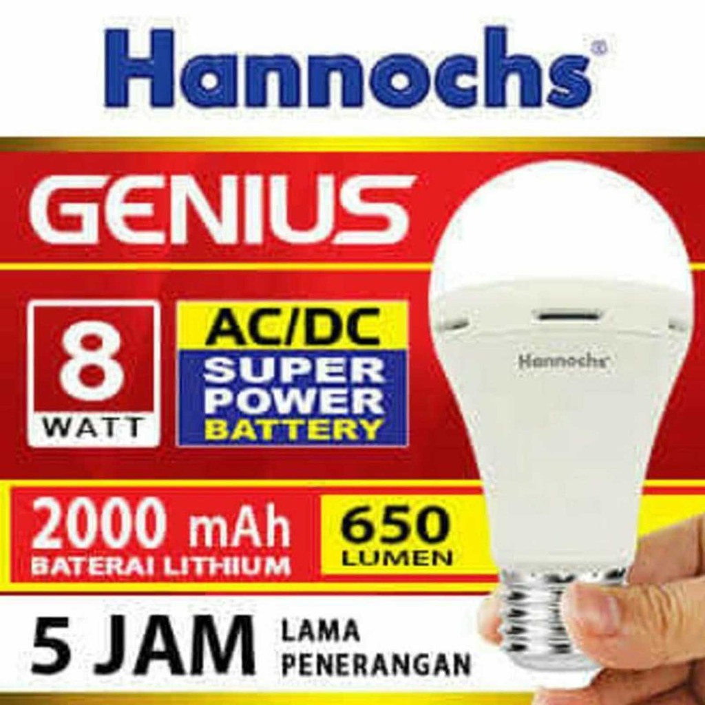 Lampu Led Emergency/Darurat/Cas/Magic 8 watt Hannochs Genius | Shopee