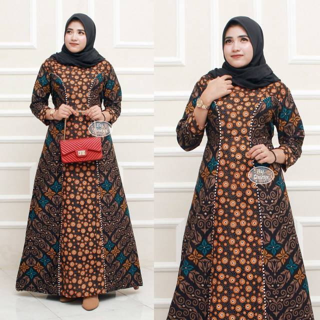 DRESS GAMIS  BATIK  MODERN BAJU  NIKAHAN ALL SIZE LD 110 CM 