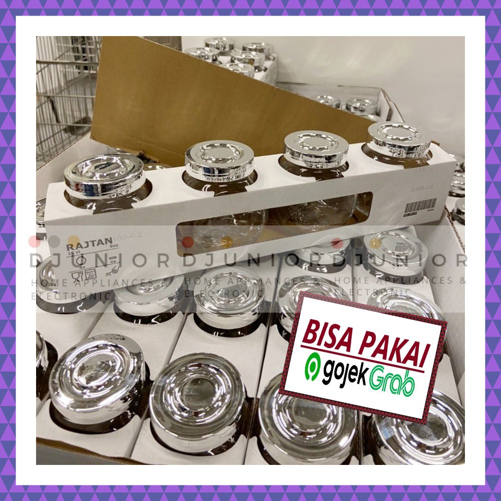 RAJTAN SPICE JAR / TOPLES KACA SET TEMPAT BUMBU DAPUR ISI 4 PCS - LIVIN