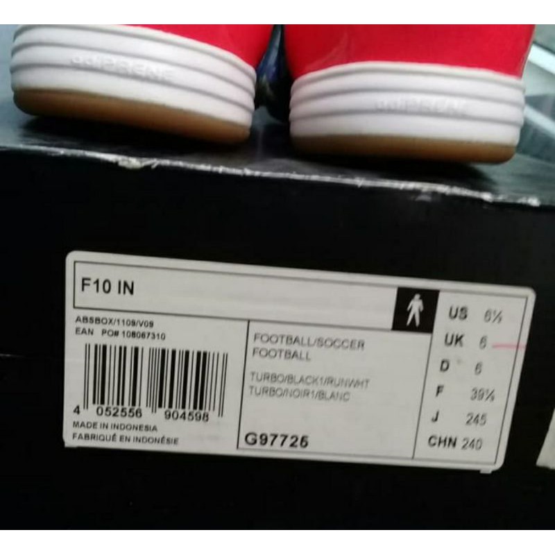 CUCI GUDANG SEPATU FUTSAL ADIDAS F10 IN MESSI G97725 ORIGINAL
