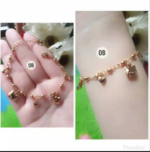 Gelang rantai GRA-12 hello Kitty permata uk 16cm