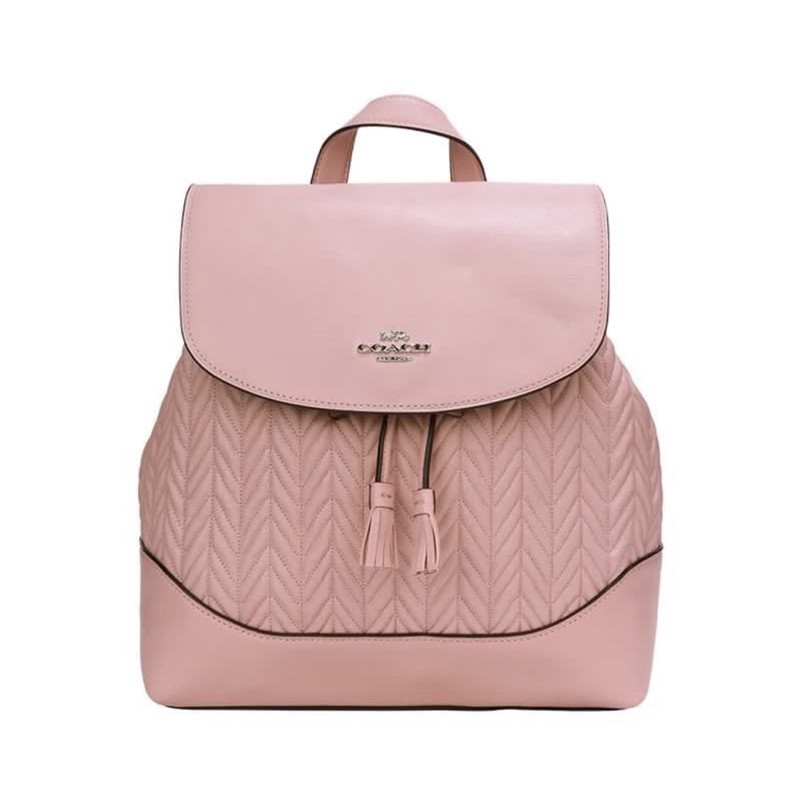 COACH QUILTED LEATHER BACKPACK - PINK / BLACK