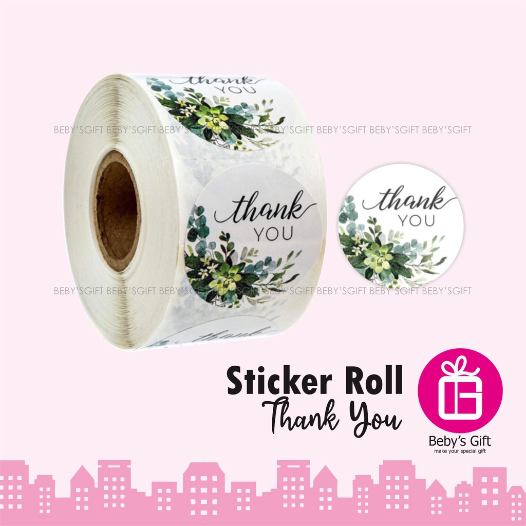 

Sticker Roll Happy Birthday Bulat Thank You Stiker Label Gulung