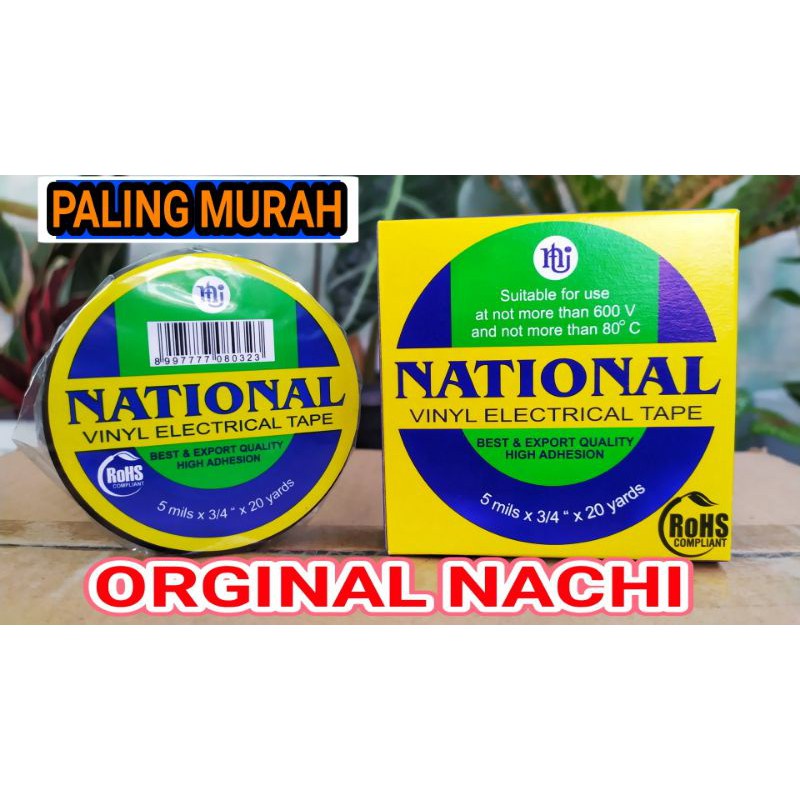 

Isolasi National Listrikl Pvc Electrikal HITAM 3/4 inch x 20yard Kabel NACHI