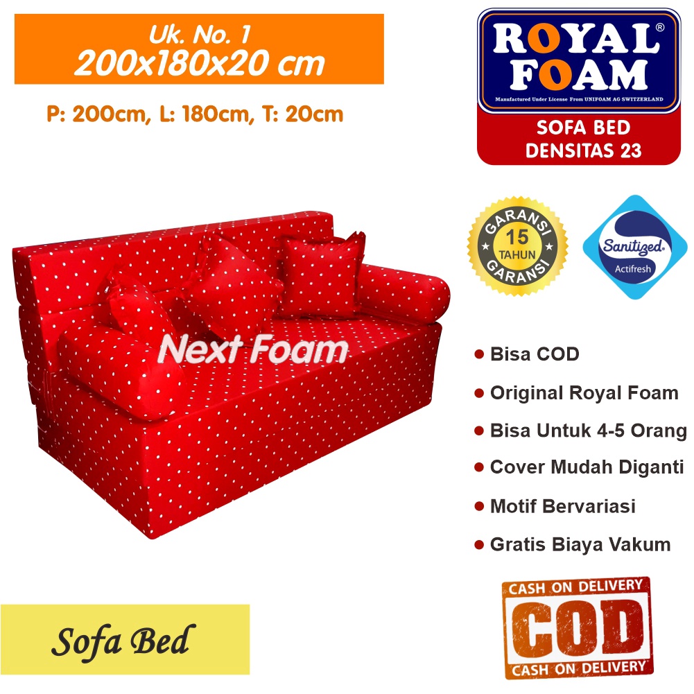 Sofa Bed Royal Foam Ukuran No 1 200x180x20 Tebal 20 cm RK D 23 ORIGINAL Royal Foam Garansi 15 Tahun