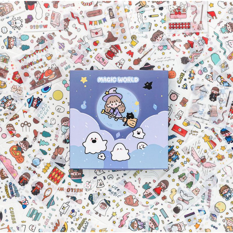 STICKER AESTHETIC UNTUK TAS KOREA/STIKER KOTAK GAMBAR LUCU ASLI IMPORT