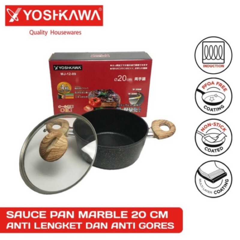 Panci anti lengket marbel yoshikawa | panci teflon Yoshikawa 20 & 24 Cm