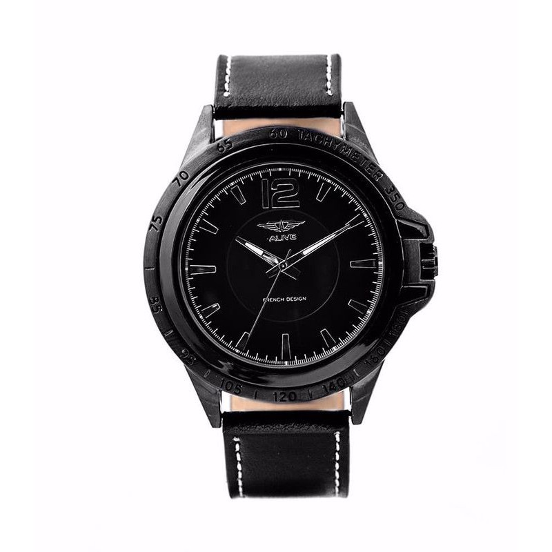Alive jam tangan pria marvin black warna hitam jam tangan analog