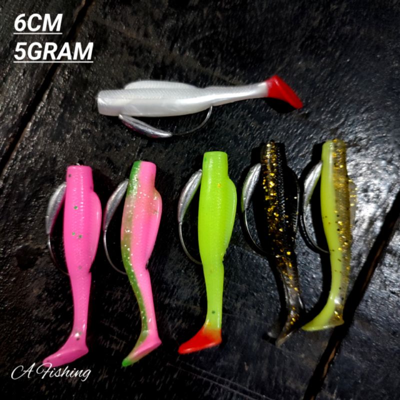 SOFT LURE 6CM SATUAN TAMBAH HOOK KENZI #1 I UMPAN SOFT PLASTIK CASTING IKAN GABUS