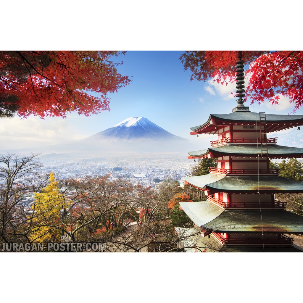 Hiasan Dinding Poster Pemandangan Alam Gunung Fujiyama Jepang 07