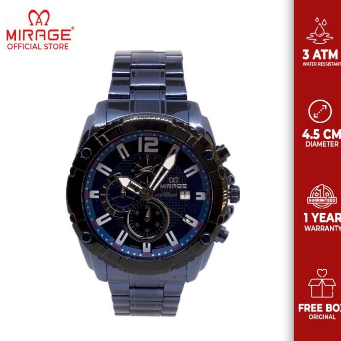 Limited Edition Jam Mirage Original Pria Biru Navy 8714M Sports Watch