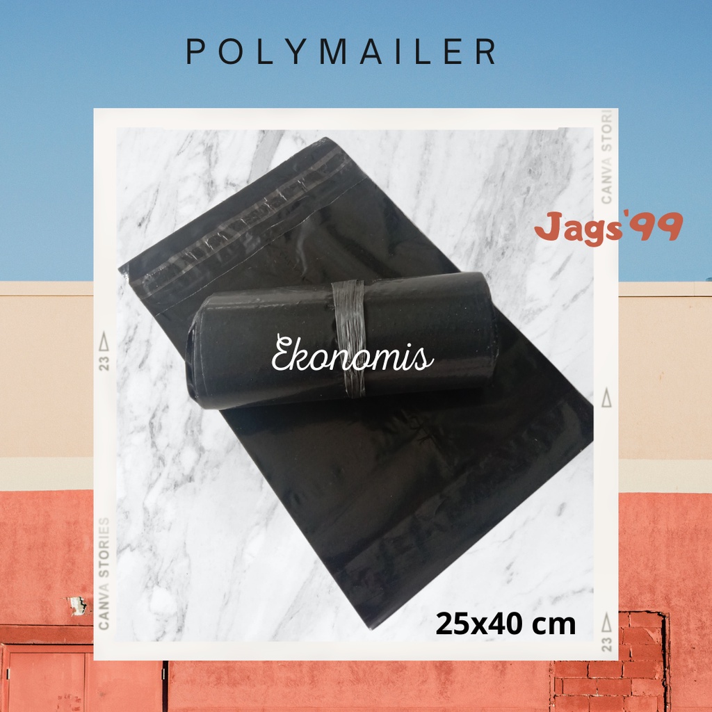 

25x40 cm (Ekonomis) Plastik packing olshop polymailer hitam, polymailer depok ukuran 25x40 cm