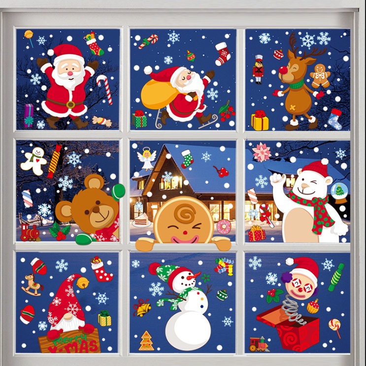 [ORGM] *NATAL* Sticker Dekorasi Sticker Decal PVC Sticker Jendela Kaca Motif Natal Xmas Santa Ginger Snowman