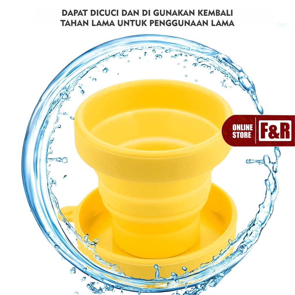 Cangkir Gelas Lipat Tarik Wadah Tempat Minum Silikon Anti Pecah Portable Travel Silicone Folding Cup