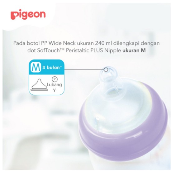 Pigeon Botol PP Wide Neck 240ml Mickey W/P-Plus Nipple - Botol Susu Bayi