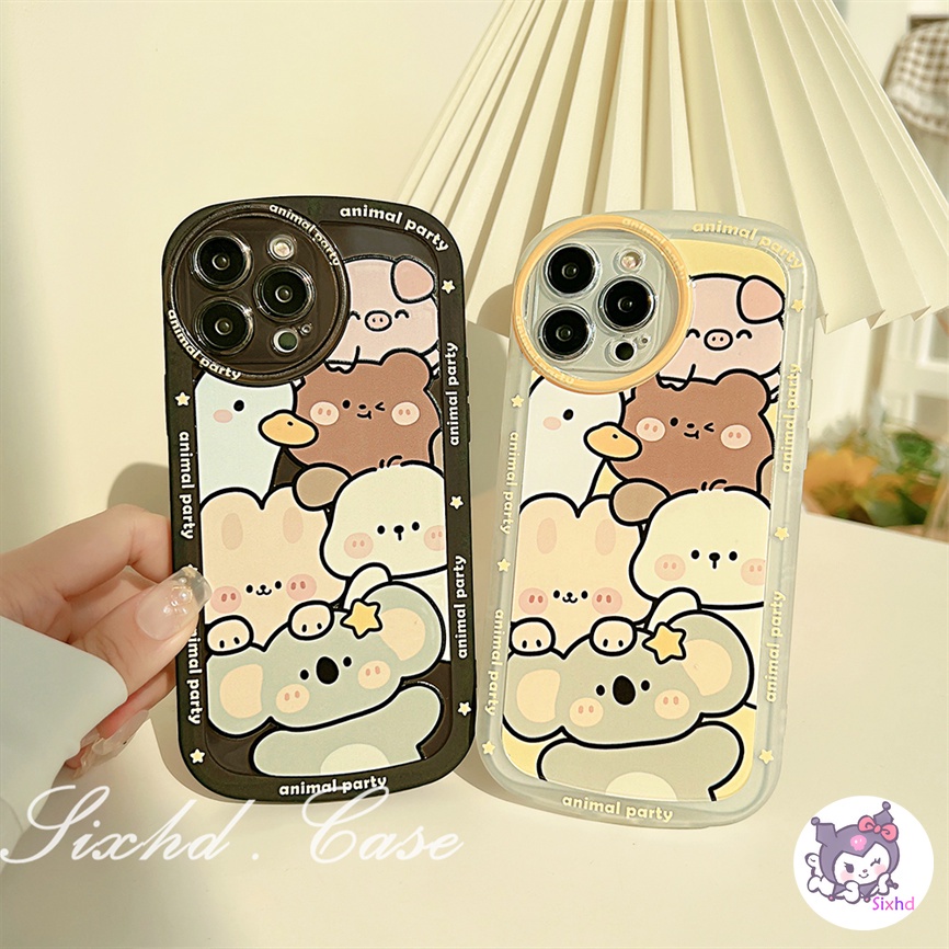 Redmi Note 12 12R 11 11s 10s 9s 8 12Pro 12C 12 10C 10 9C 9T A1 11A 10A 9A 9 A2 Xiaomi 11 Lite 12 Lite 12T 11TPro Mi Poco M3 X5 X3Pro NFC Cute Cartoon Koala Printing Thickened Round Lens Protection Phone Case Soft Cover