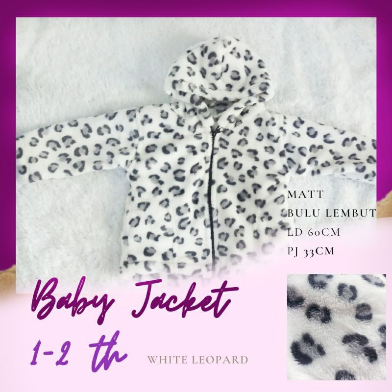 Jaket Bayi Usia 1-2 tahun / jaket bayi lembut-Leopard Grey