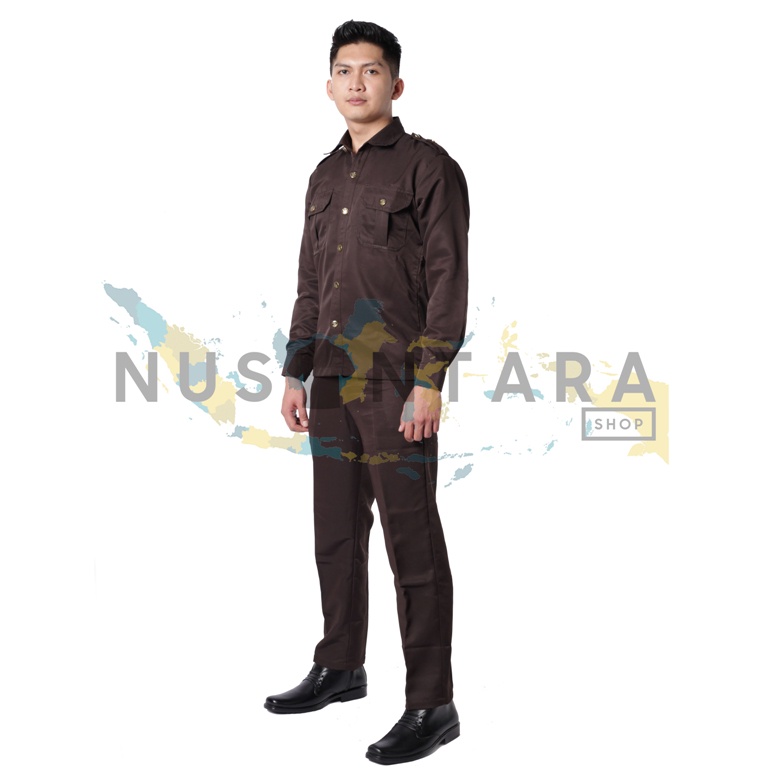 Seragam Safari Security Lengan Panjang Coklat Terbaru Baju Safari Satpam Bodyguard Supir