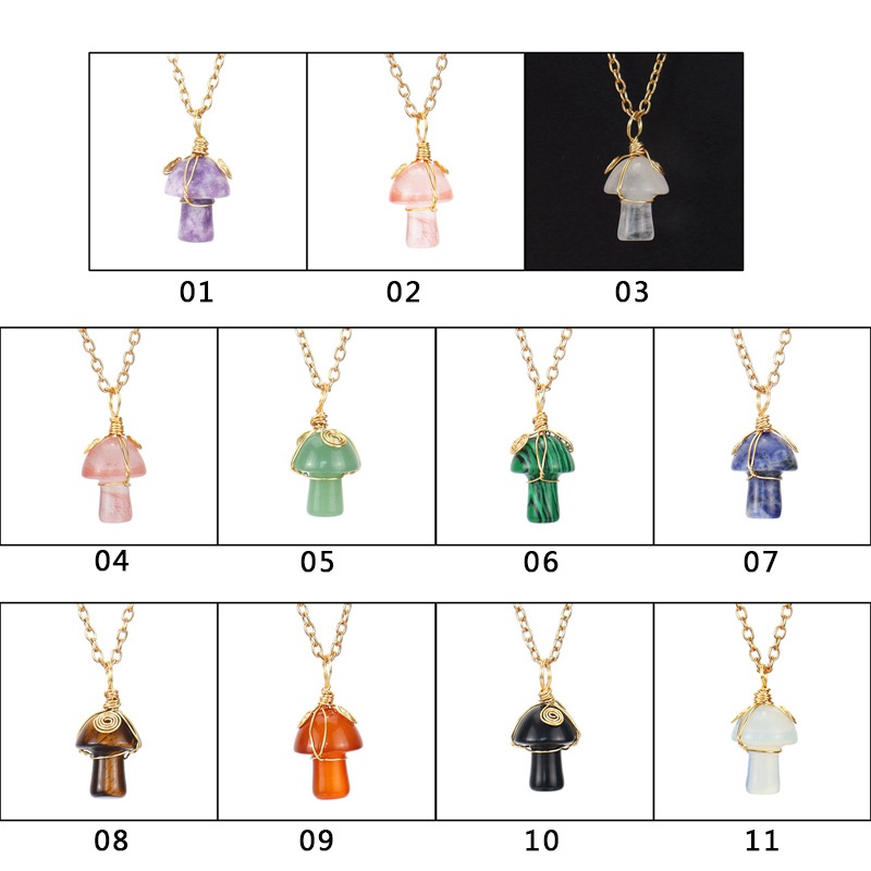 1pc Kalung Rantai Batu Kristal Jamur Handmade Untuk Pria Dan Wanita