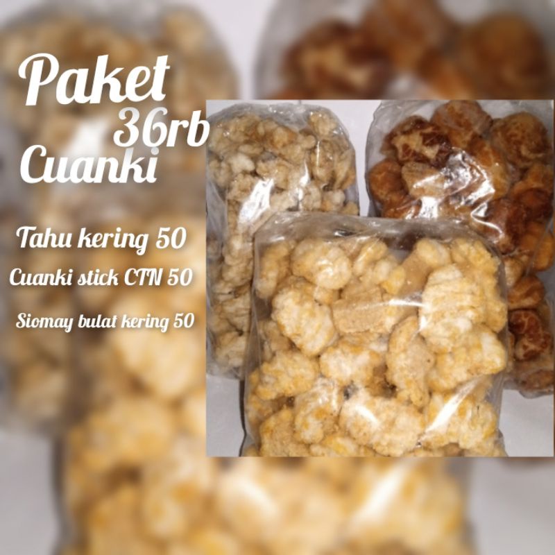 

Cuanki Tahu kering 50 pcs, Siomay kering 50 pcs, Cuanki stick 50 pcs total 150 pcs