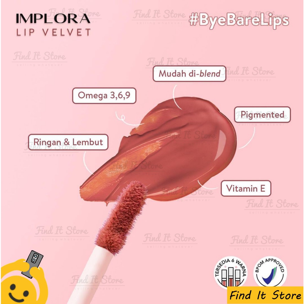 Implora Lip Velvet | Lip Cream Lip Cream Velvet Matte | BPOM